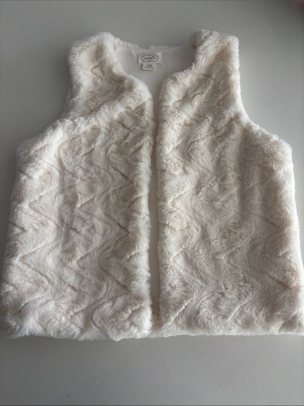 Mudpie toddler girls Cream Faux Fur Vest large 4/5T